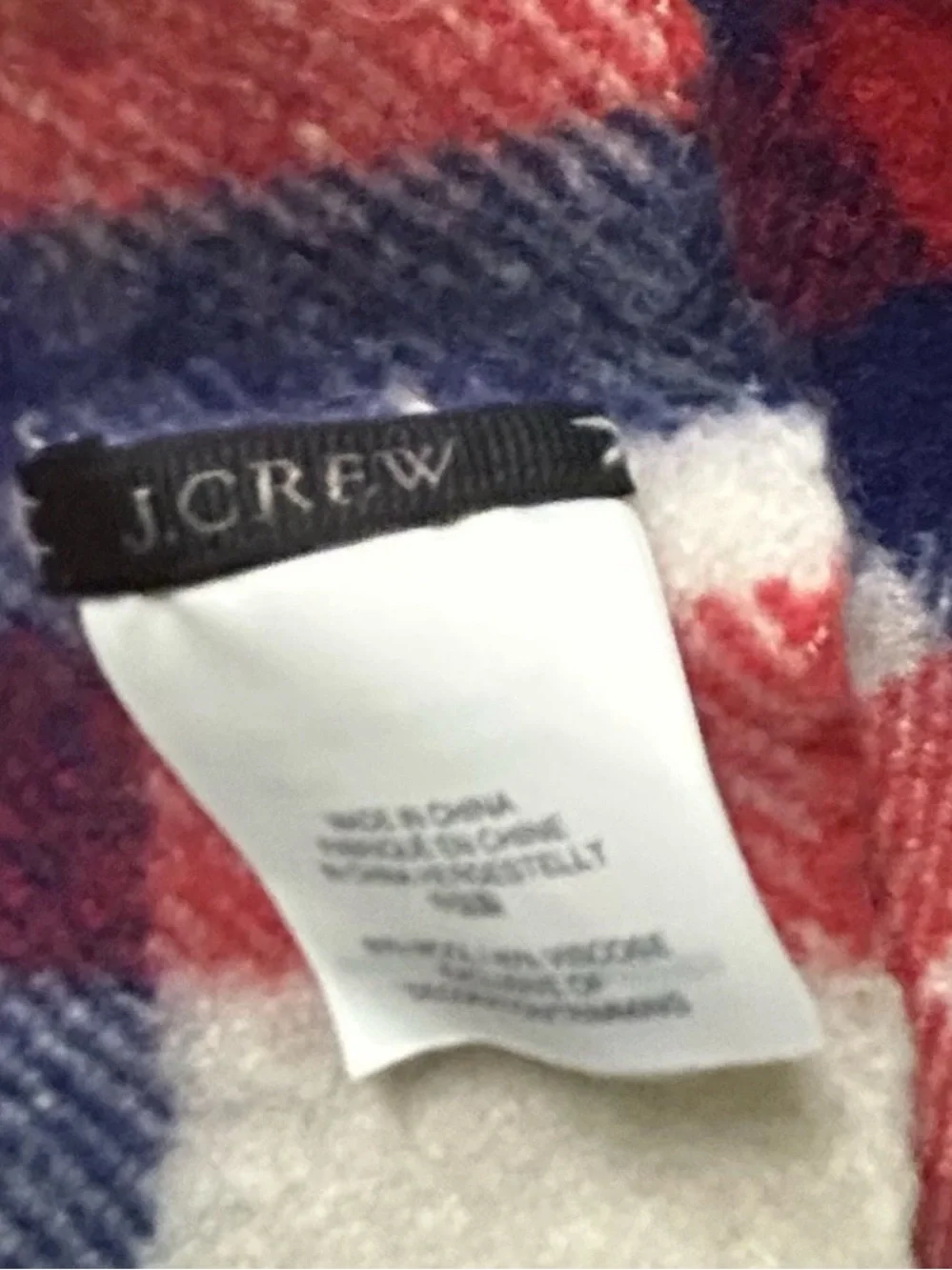 Women’s J. Crew Red White Blue Plaid Winter Scarf